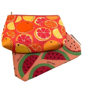 🍉🍊 Set of 4 New Clinique Fresh Fruit Makeup Cosmetics Bags